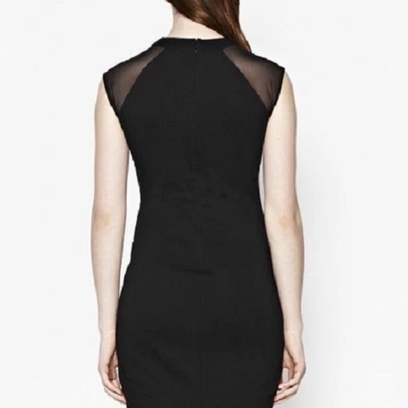 French Connection Black Sheath Dress with Sheer Mesh Detail Women’s Size 0 - Picture 2 of 6